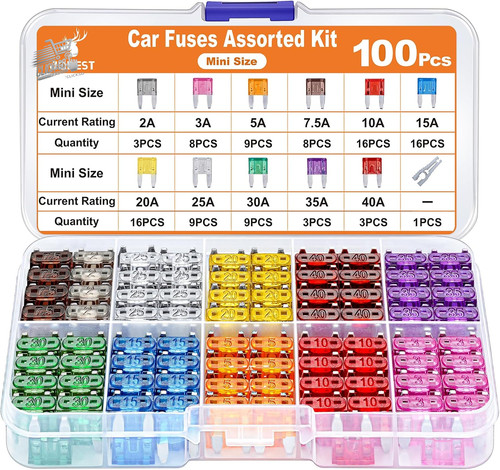 100 pezzi mini fusibili auto - 100,
