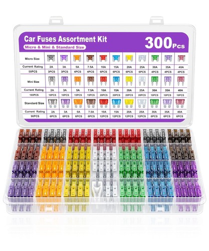 Kit 300 fusibili 12v - kit, 2a-40a